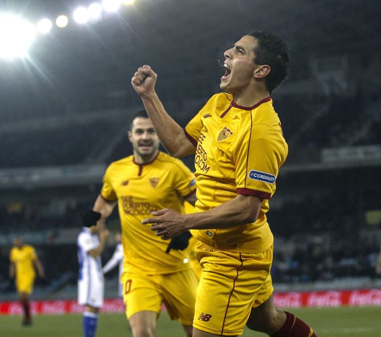 Wissam Ben Yedder celebra uno de sus tres tantos ante la Real Sociedad