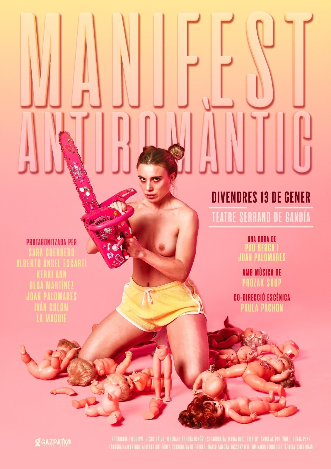 Cartel de la obra Manifest Antiromàntic que abre la programación de invierno del Teatre Serrano de Gandia.