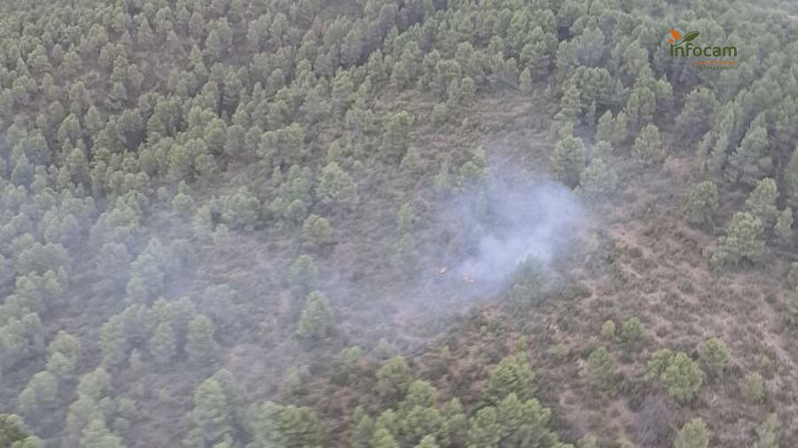 Declarados dos incendios en Letur (Albacete), uno de ellos ya extinguido. Imagen de Infocam.
