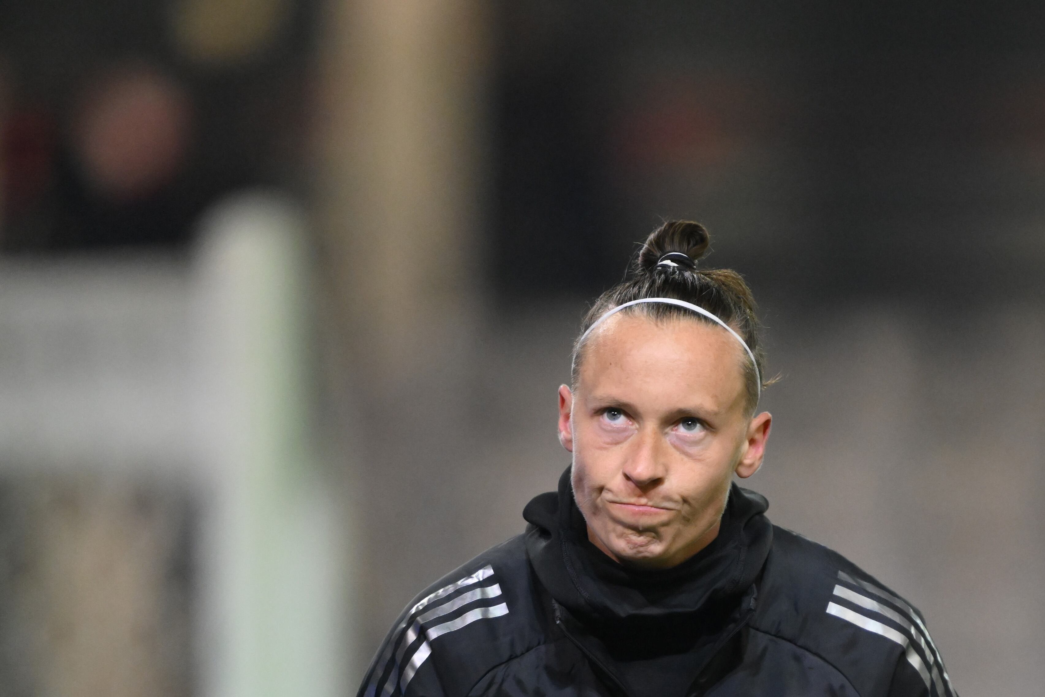 Pauline Peyraud-Magnin, durante un partido de la Champions League con la Juventus