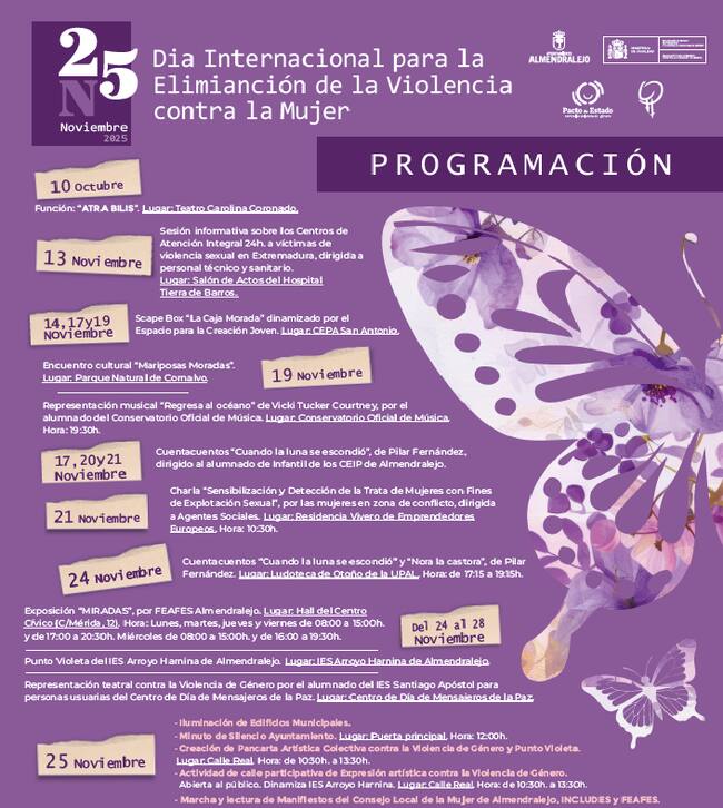 Programa de actividades para el 25N de Almendralejo