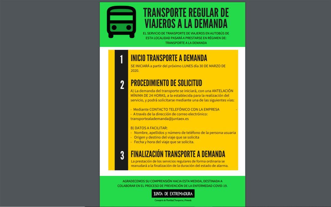 cartel de información sobre transporte de viajeros a demanda