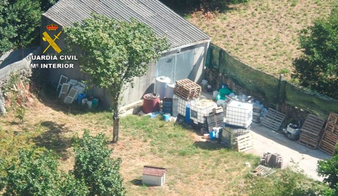 Vista aérea de la nave donde se encontraba el laboratorio clandestino de falso gel hidroalcohólico.