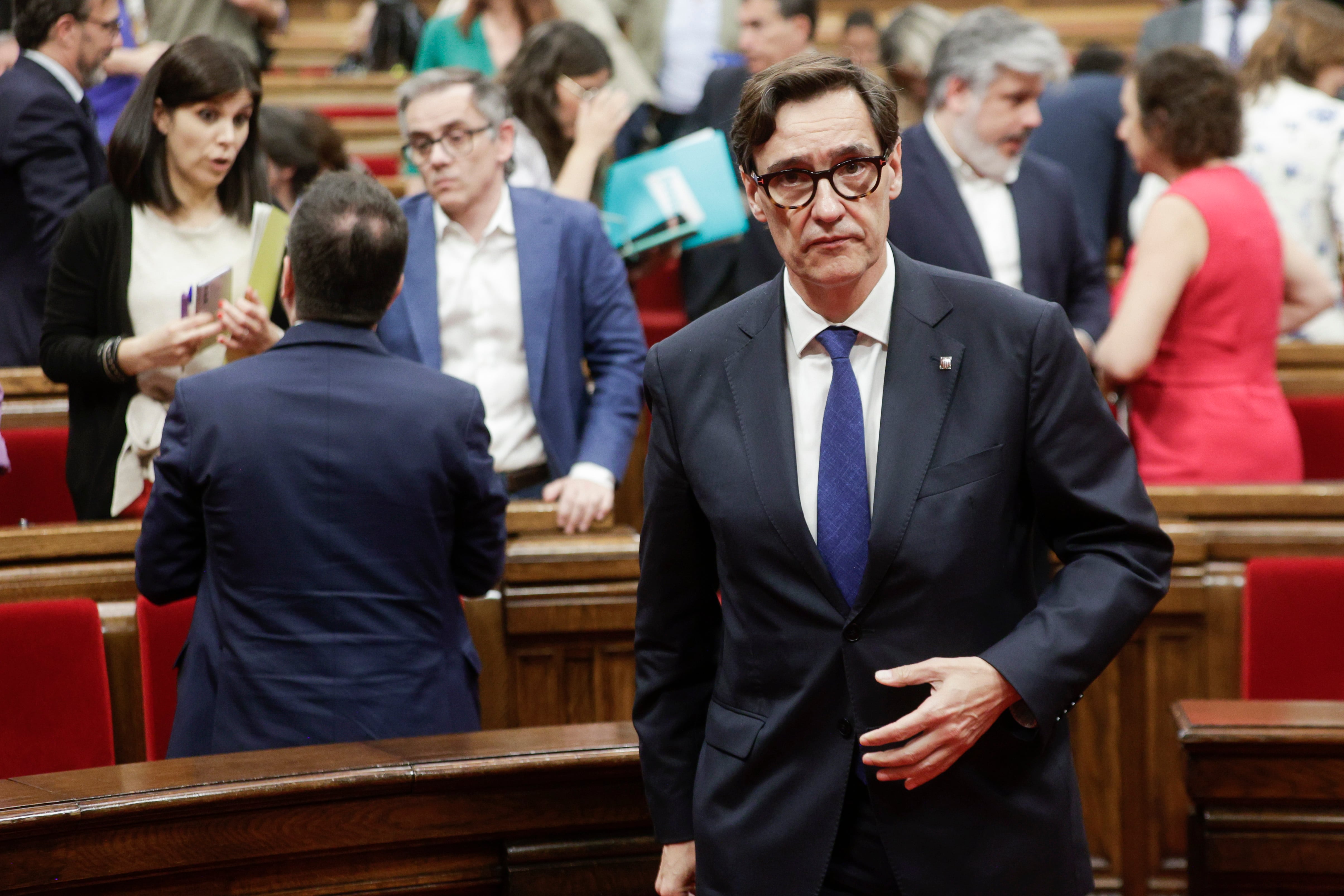 El primer secretario del PSC, Salvador Illa, en el Parlamento catalán.