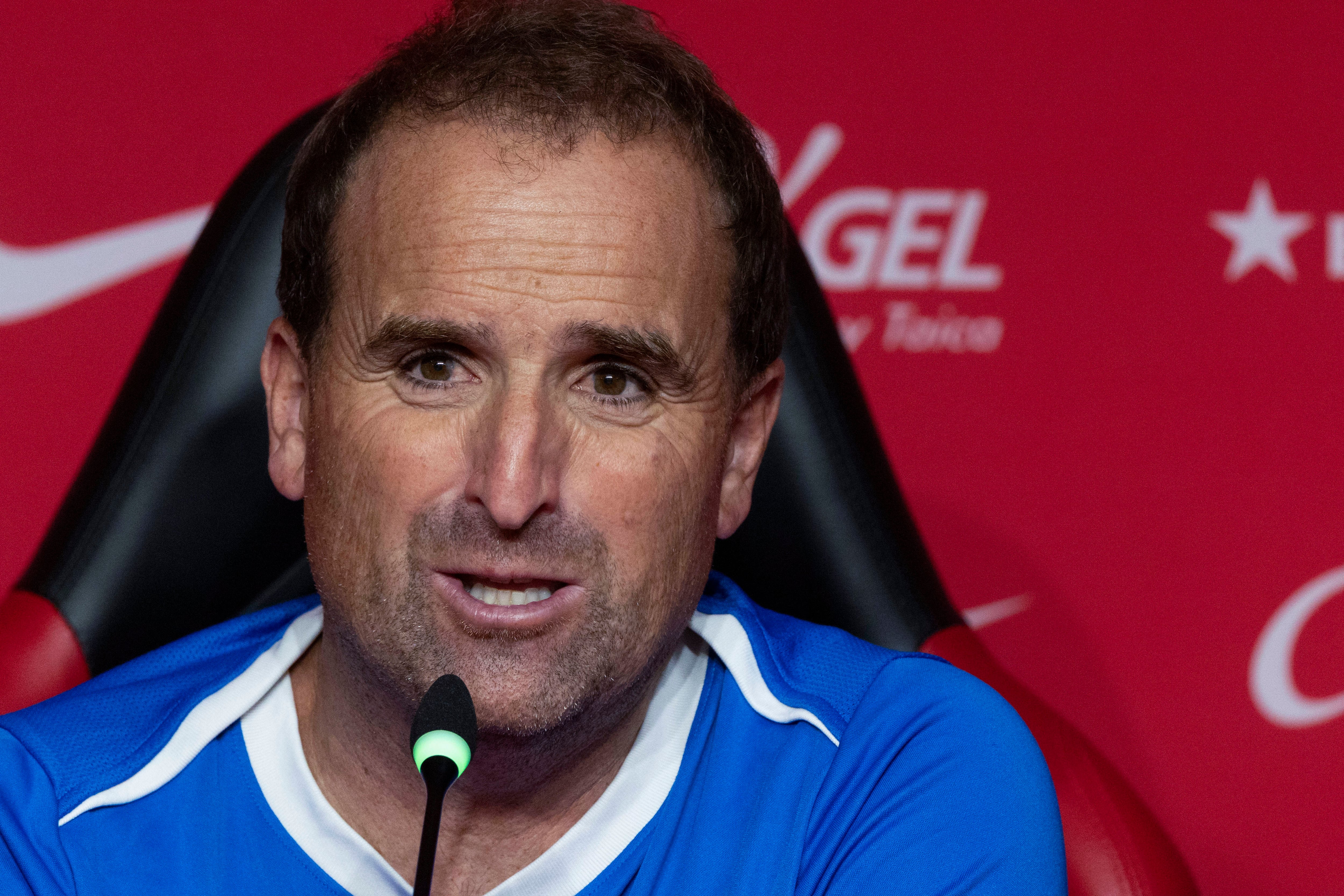 PALMA, 25/10/2025.- Jagoba Arrasate, entrenador del Mallorca, este sábado durante la rueda de prensa previa al partido de mañana en Son Moix.- EFE/ Cati Cladera
