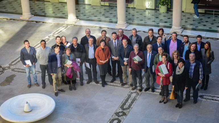 Foto de familia de los delegados de la Junta con los alcaldes de 35 municipios de Granada a los que ha entrado las resoluciones sobre los planes de empleo