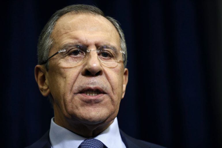 El ministro de Exteriores de Rusia, Serguéi Lavrov, durante una rueda de prensa en la residencia Bocharov Ruchei de Sochi, Rusia