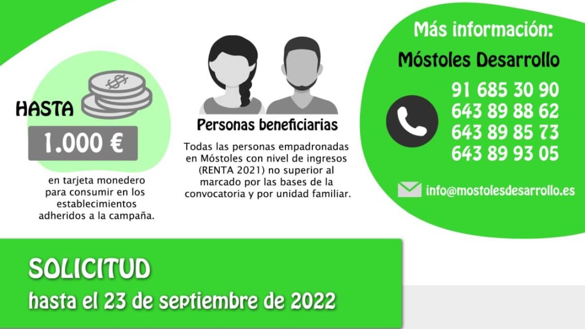 Móstoles vuelve a destinar un millón de euros a cheques para familias vulnerables