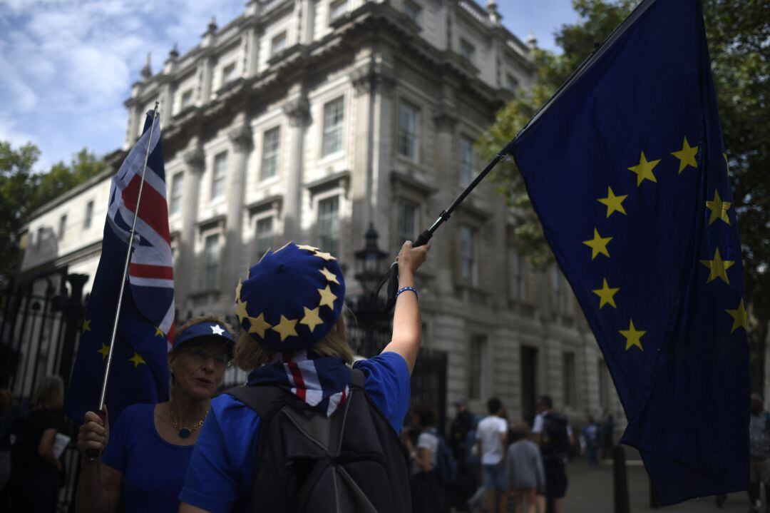 Manifestantes a las puertas del número 10 de Downing Street