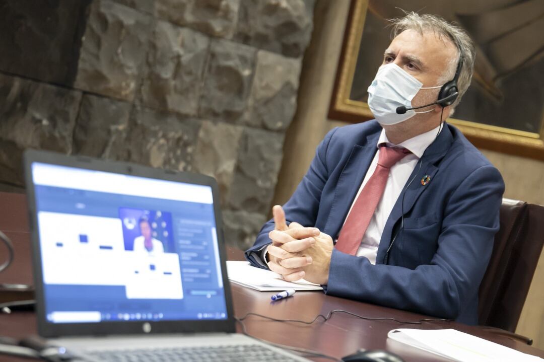 El presidente de Canarias, Ángel Víctor Torres, durante su intervención en el Comité Europeo de las Regiones