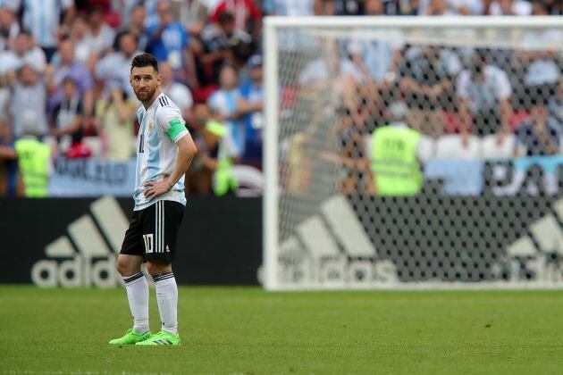 Messi con Argentina tras su eliminación en el Mundial de Rusia