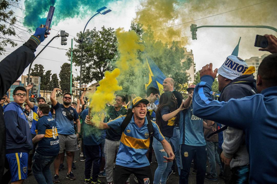 Aficionados de Boca antes de un partido