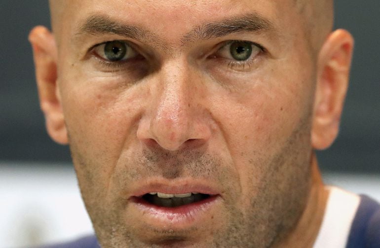 Zinedine Zidane, durante la rueda de prensa de Valdebebas