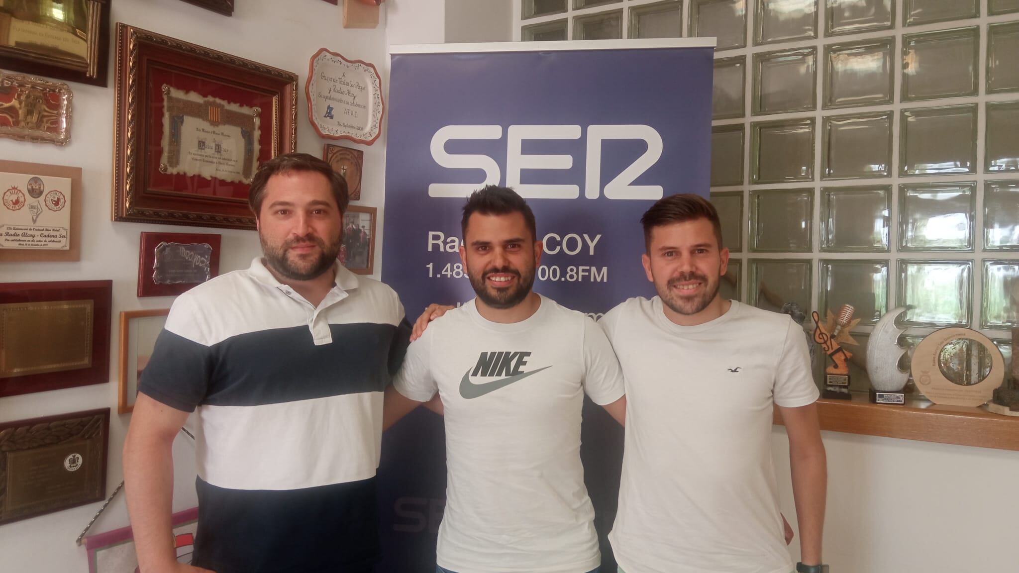 Javi Silvestre, Nando Pérez y Pablo Pérez en Radio Alcoy