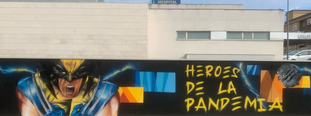 Imagen del mural realizado en uno de los muros del Hospital de Valdepeñas (Ciudad Real) 