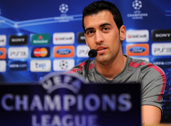 Busquets, durante la rueda de prensa