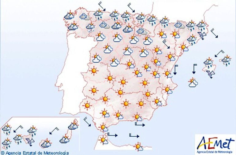 Mapa significativo elaborado por la Agencia Estatal de Meteorología para el viernes 14 de agosto.