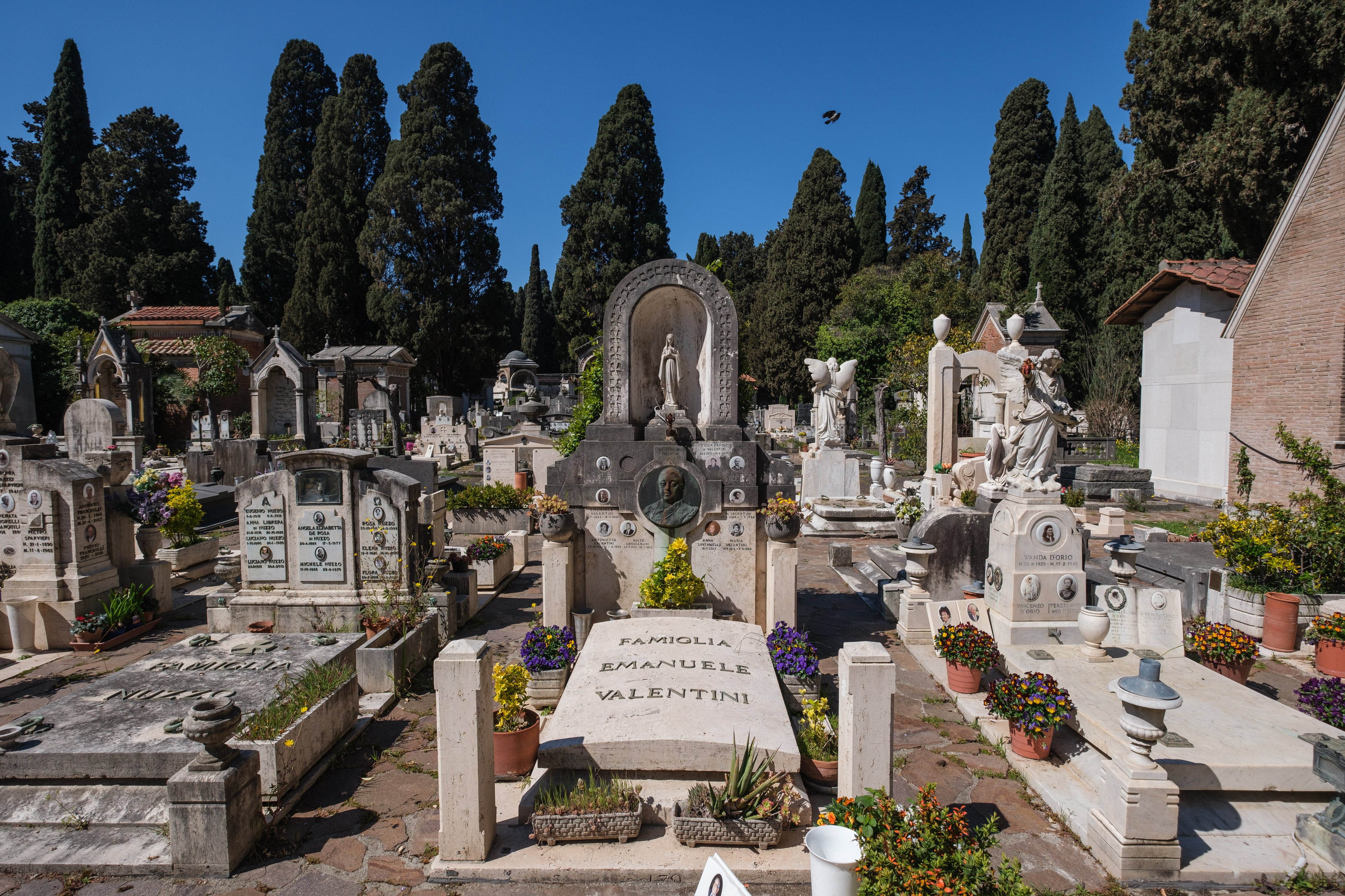 Imagen de archivo tumbas en el cementerio de Verano, Roma