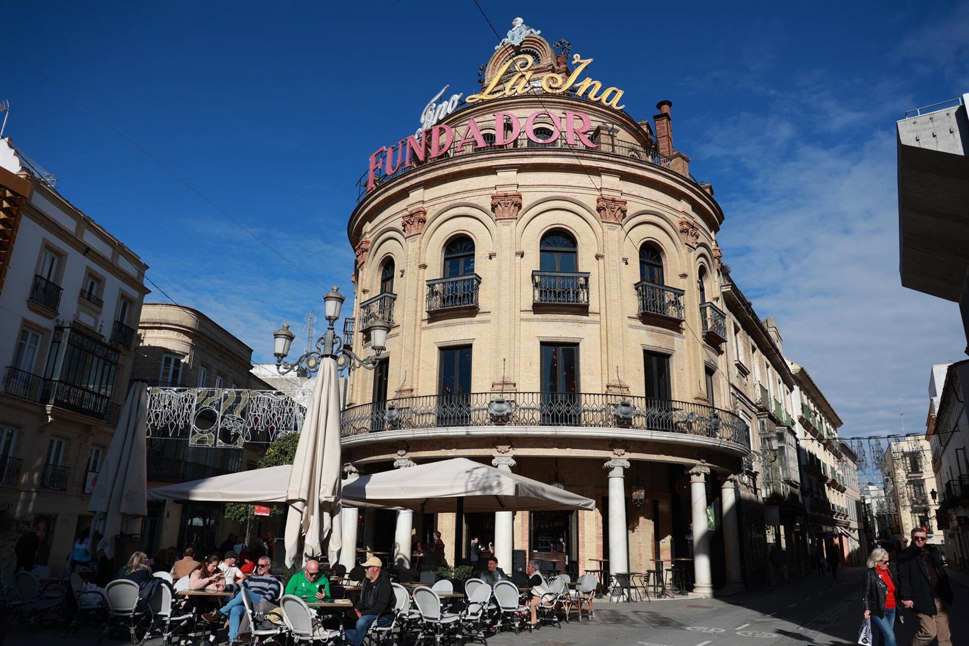 Terraza del Gallo Azul, en el centro de Jerez