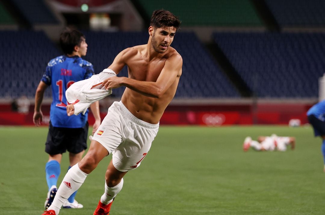 Asensio celebra su gol contra Japón