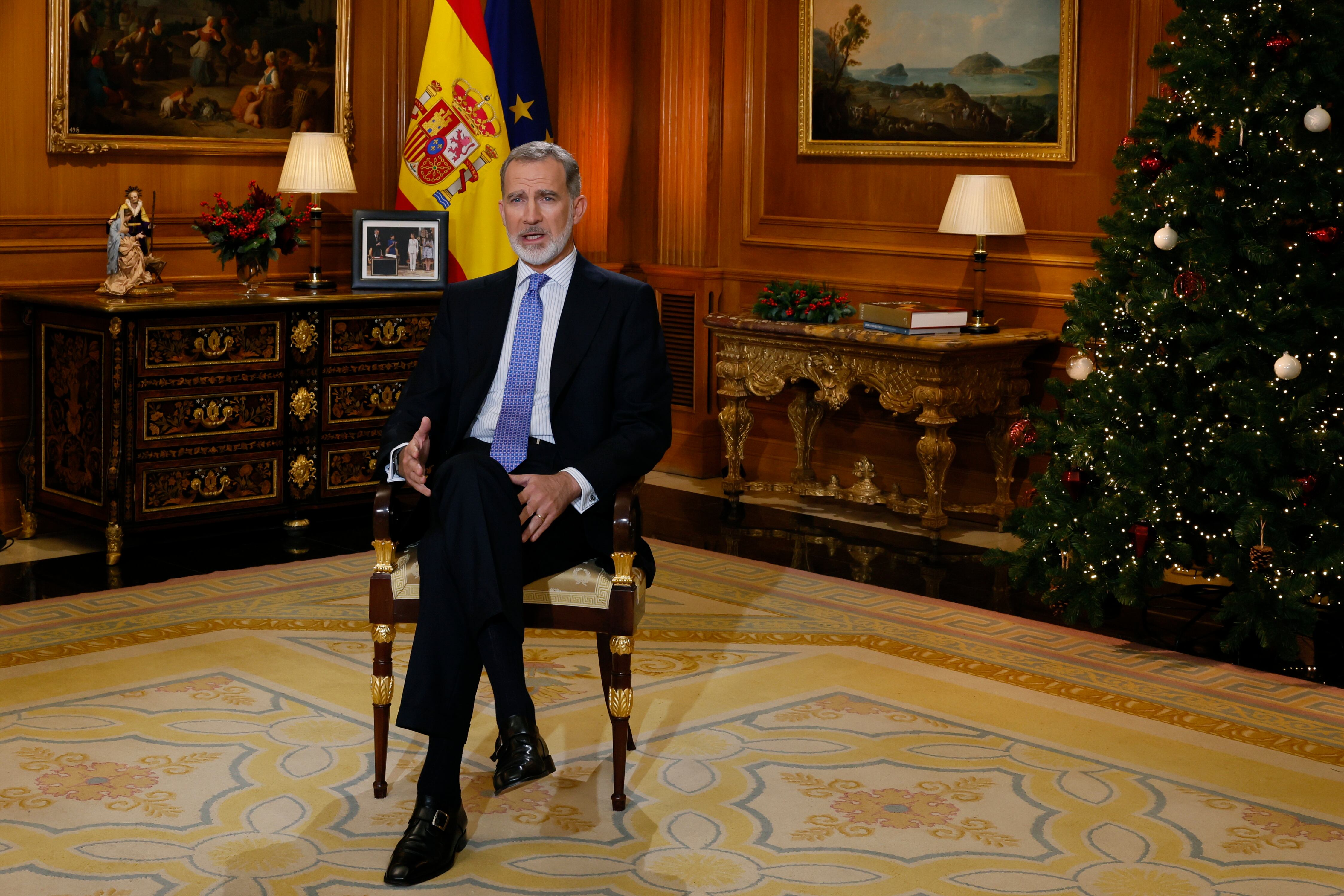 El rey Felipe VI en su tradicional mensaje de Navidad, el décimo de su reinado.