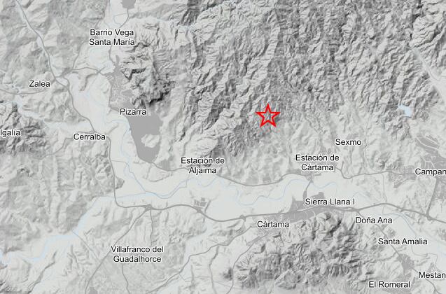 Terremoto registrado esta noche en Cártama