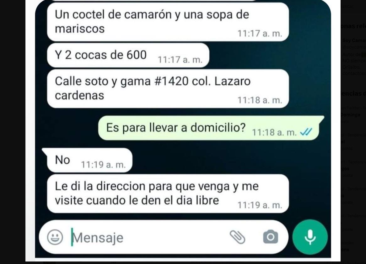 Hace un pedido a domicilio a través de Whatsapp y la pregunta que le hace desata las risas en las redes.