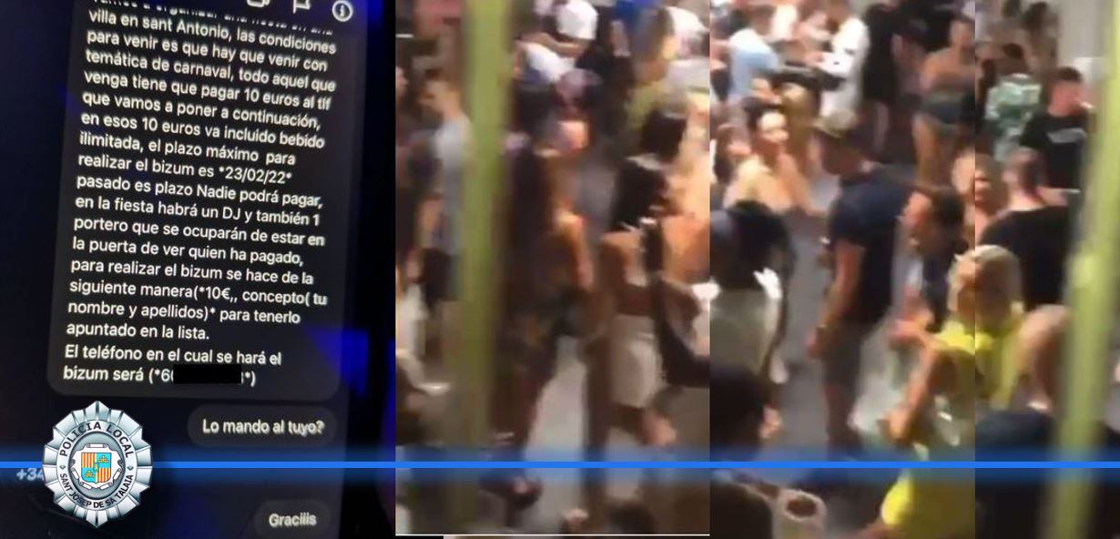 Imagen de la fiesta difundida por la Policía Local de Sant Josep en su cuenta de Facebook