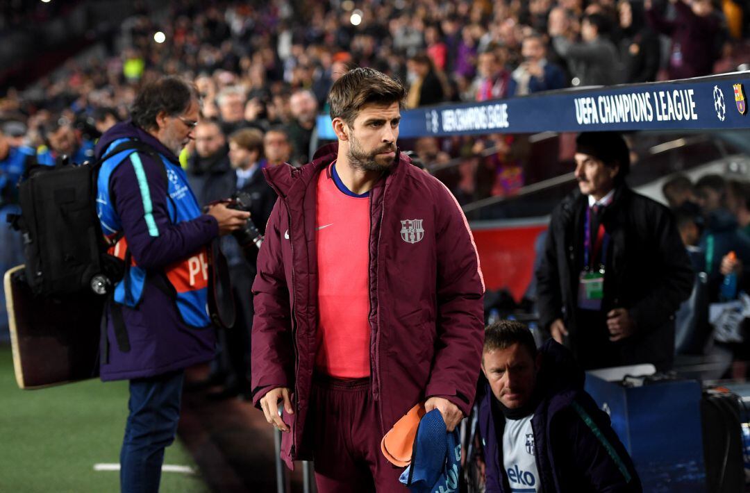 Gerard Piqué durante el encuentro entre el FC Barcelona y el Tottenham en el Camp Nou 