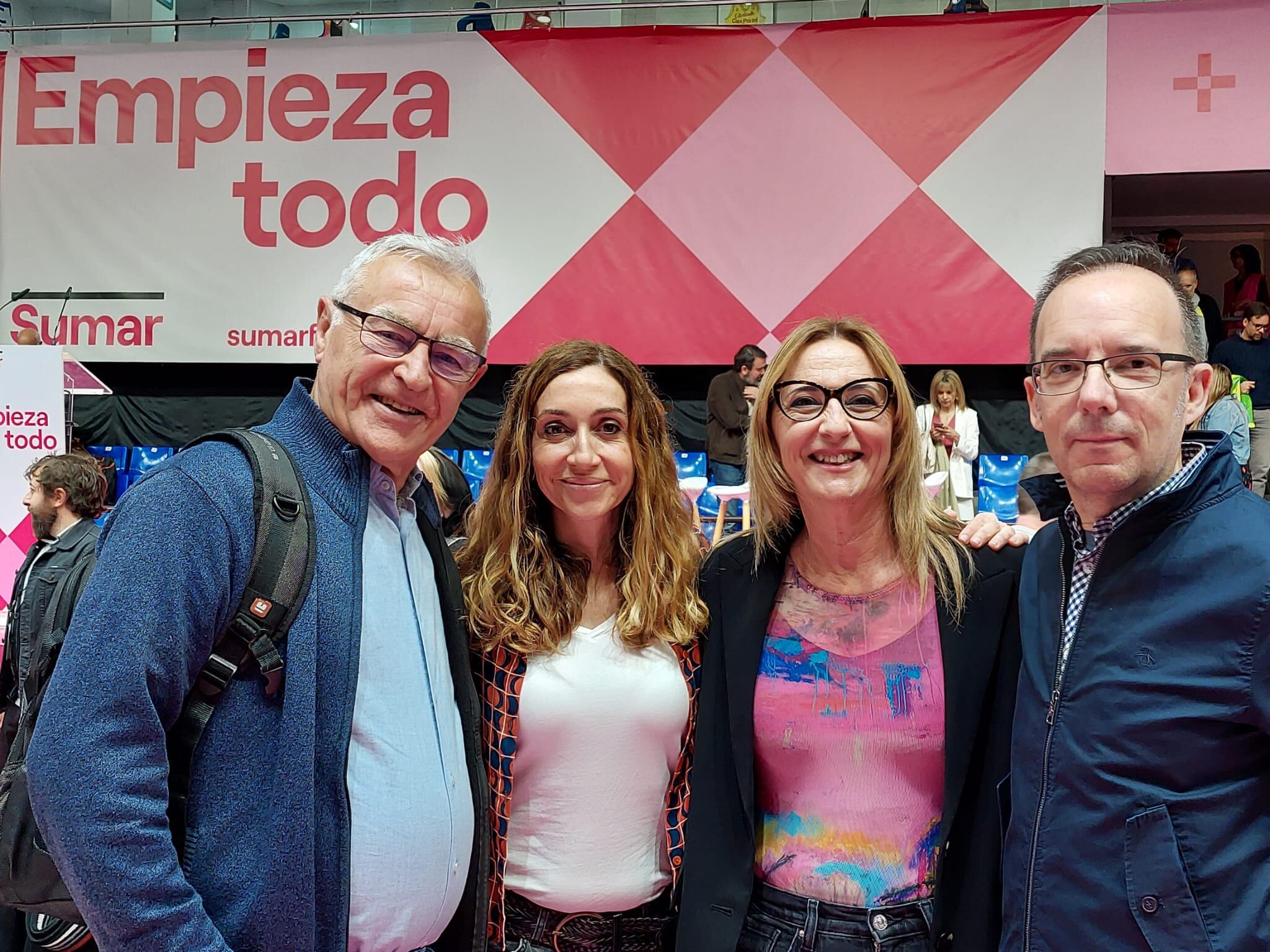 Joan Ribó, Isaura Navarro, Maria Josep Amigó y Nacho Serra en la presentación de Sumar.