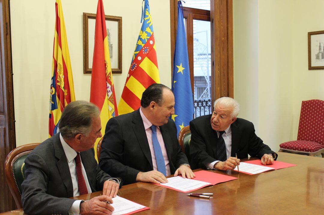Enrique Rico, junto a Jose Vicente Morata, en un acto en la Cámara de Comercio de Alcoy