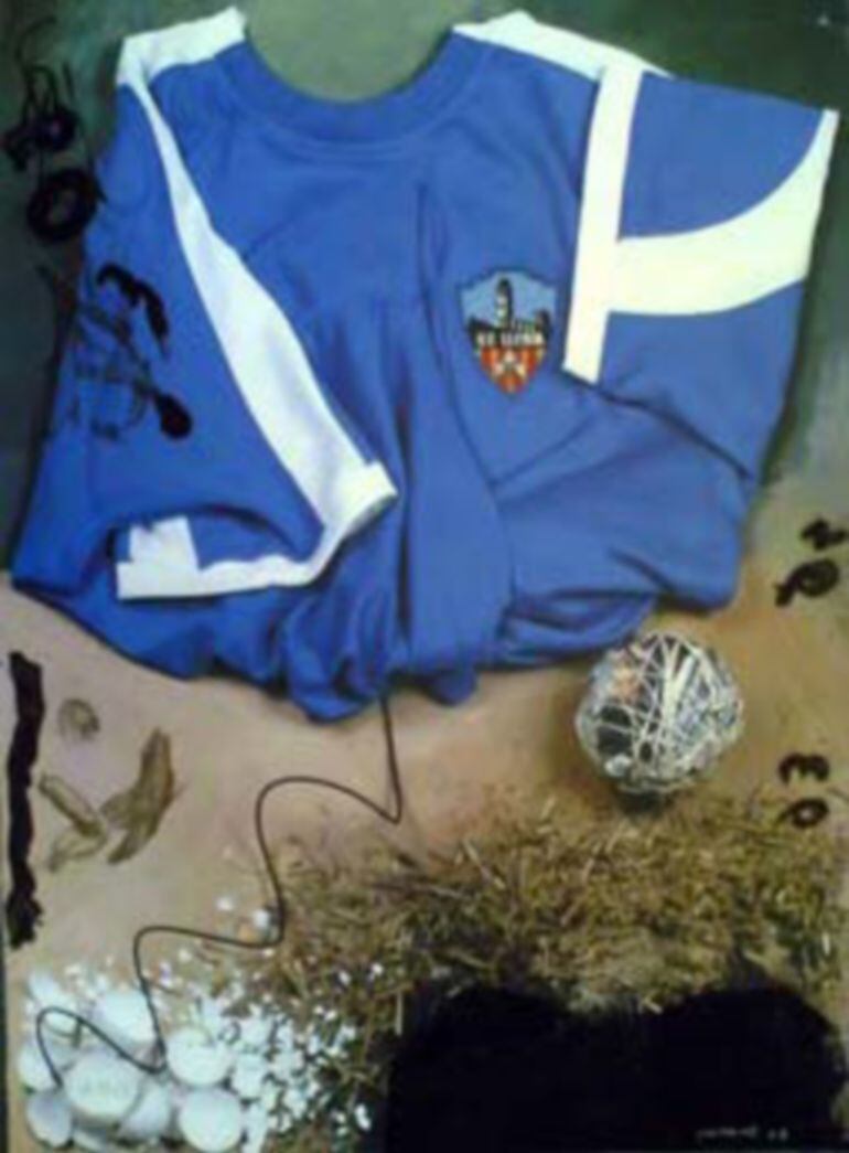 Imatge del quadre que el pintor d'Agramunt va dedicar a la UE Lleida