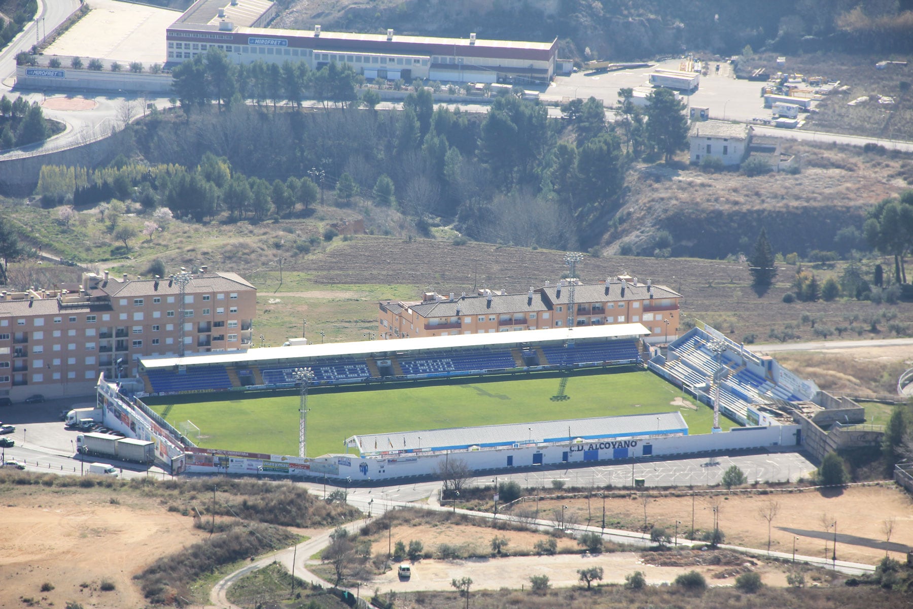 Imagen aérea de archivo del campo del Collao donde juega el Alcoyano