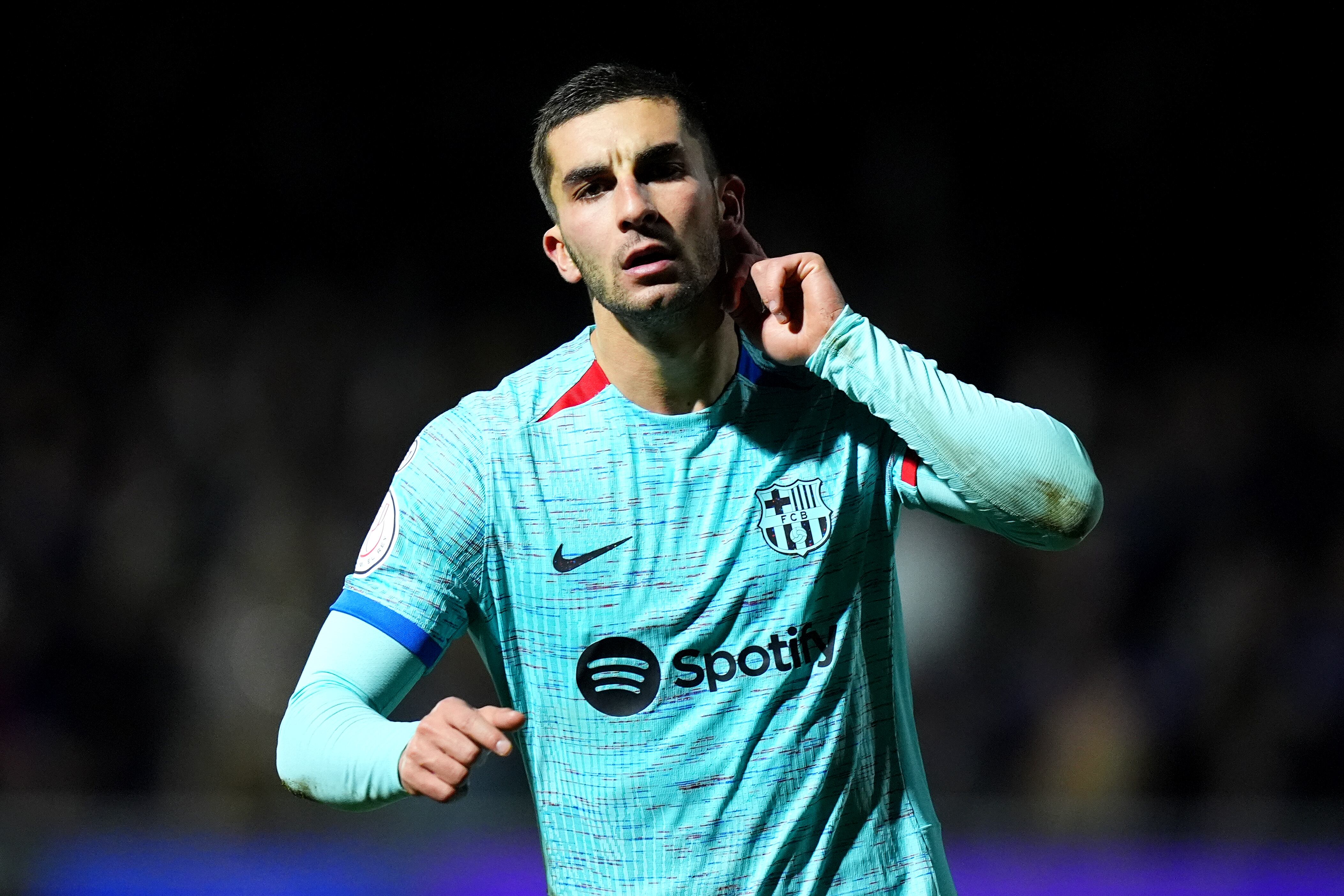 SALAMANCA, SPAIN - JANUARY 18: Ferran Torres of FC Barcelona celebrates scoring his team's first goal during the Copa del Rey Round of 16 match between Unionistas and FC Barcelona at Campo de Futbol Reina Sofia on January 18, 2024 in Salamanca, Spain. (Photo by Angel Martinez/Getty Images)
