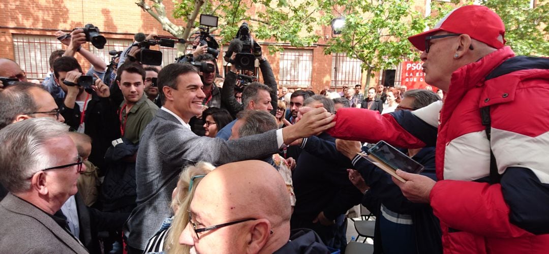 Pedro Sánchez durante su acto en Leganés