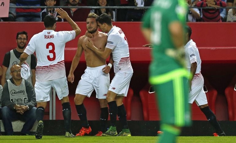 Immobile celebrando su gol ante el Real Madrid