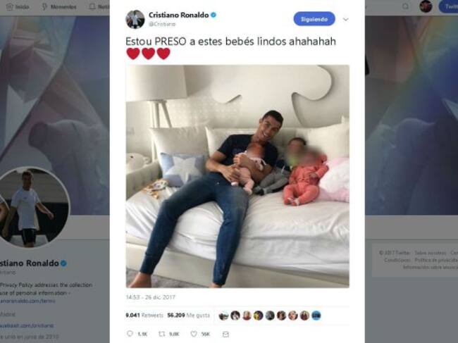 Cristiano ha publicado una foto en las redes sociales con tres de sus hijos.