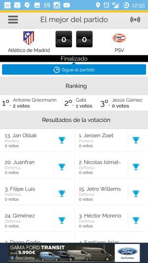 En la App de Carrusel puedes votar al mejor que cada partido.