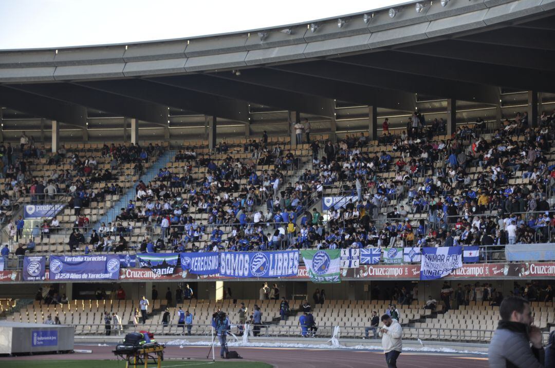 Aficionados el Xerez DFC durante el partido del domingo 