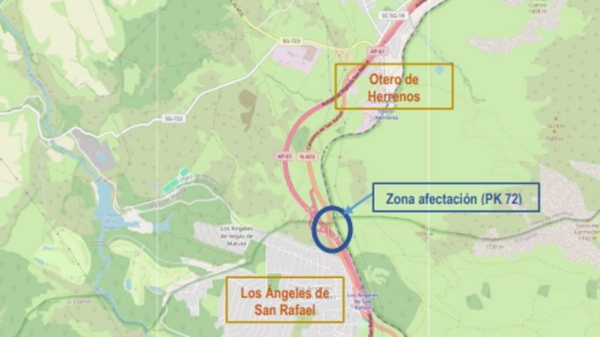 Se reanudan las obras en el puente de la N-603 a la altura de Los Ángeles de San Rafael