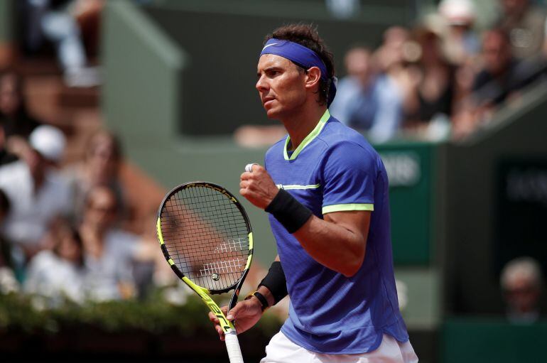 Nadal celebra su victoria ante Bautista