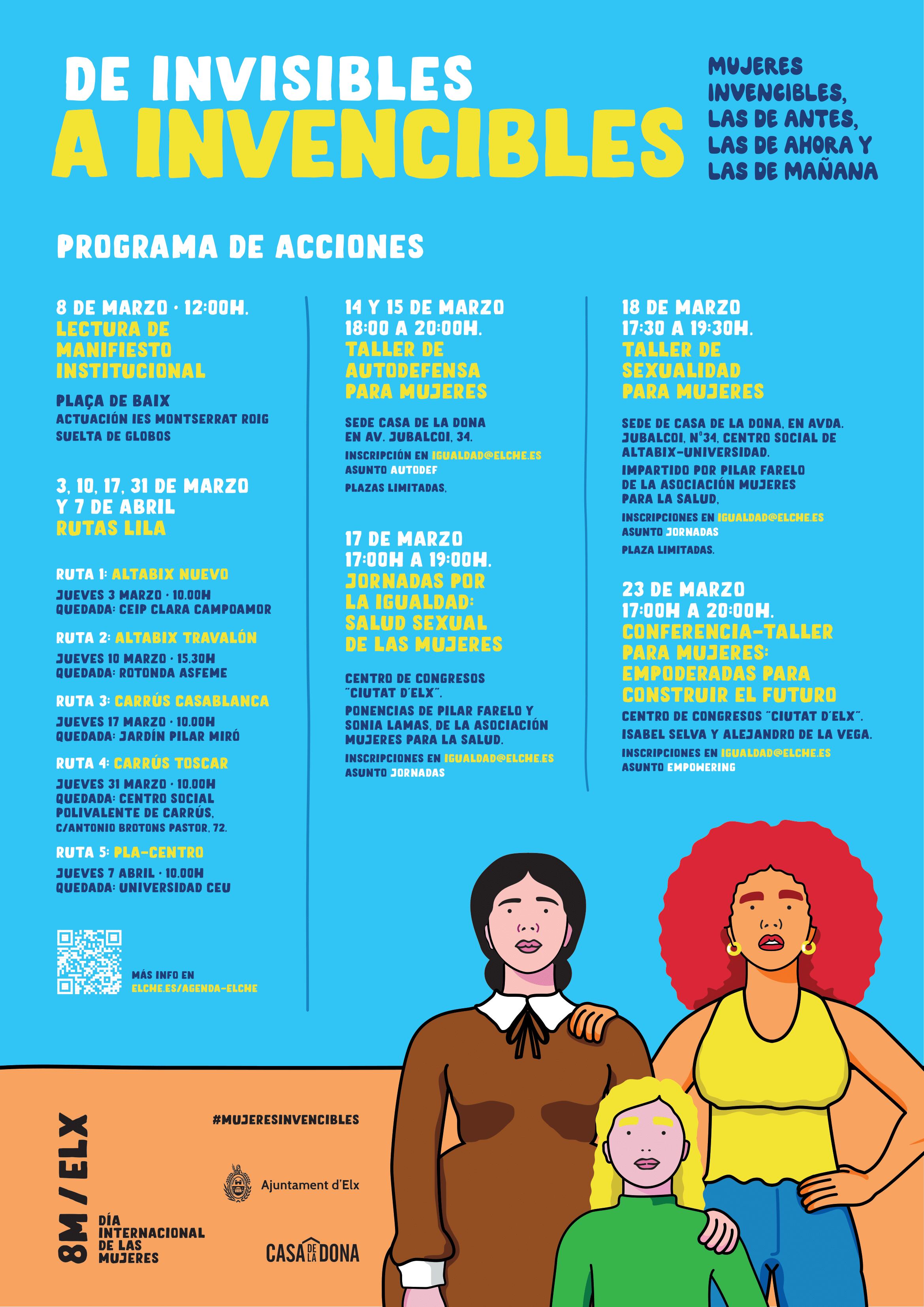 Cartel de actividades para mujeres con motivo del 8-M