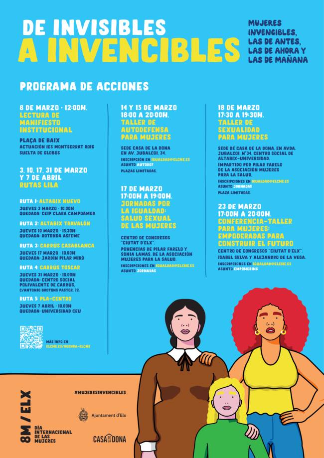 Cartel de actividades para mujeres con motivo del 8-M