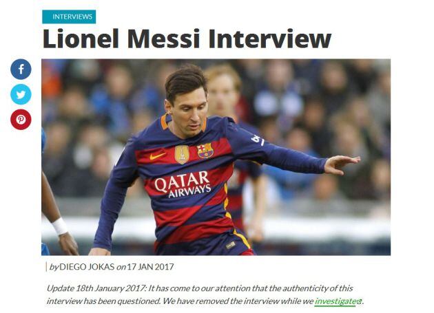 Captura de pantalla de la entrevista borrada