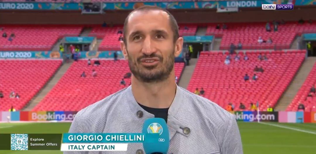 Chiellini, durante la entrevista previa al duelo entre Italia y Austria de la Eurocopa