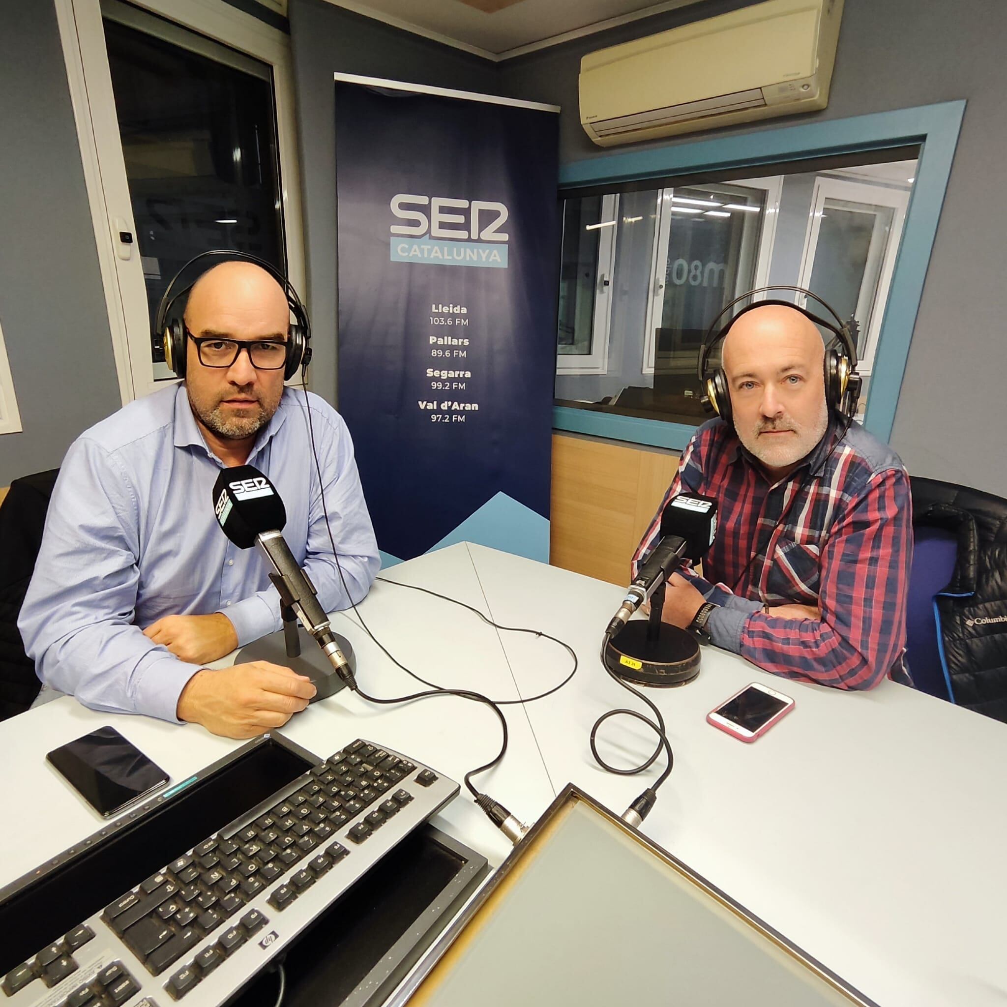 Tertúlia a Ràdio Lleida amb els alcaldes de La Pobla, Marc Baró i Alcanó, Xavier Prunera.