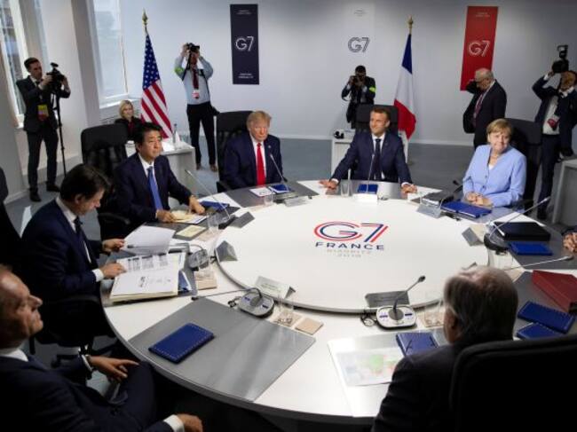 Los siete mandatarios reunidos en Biarritz, Francia