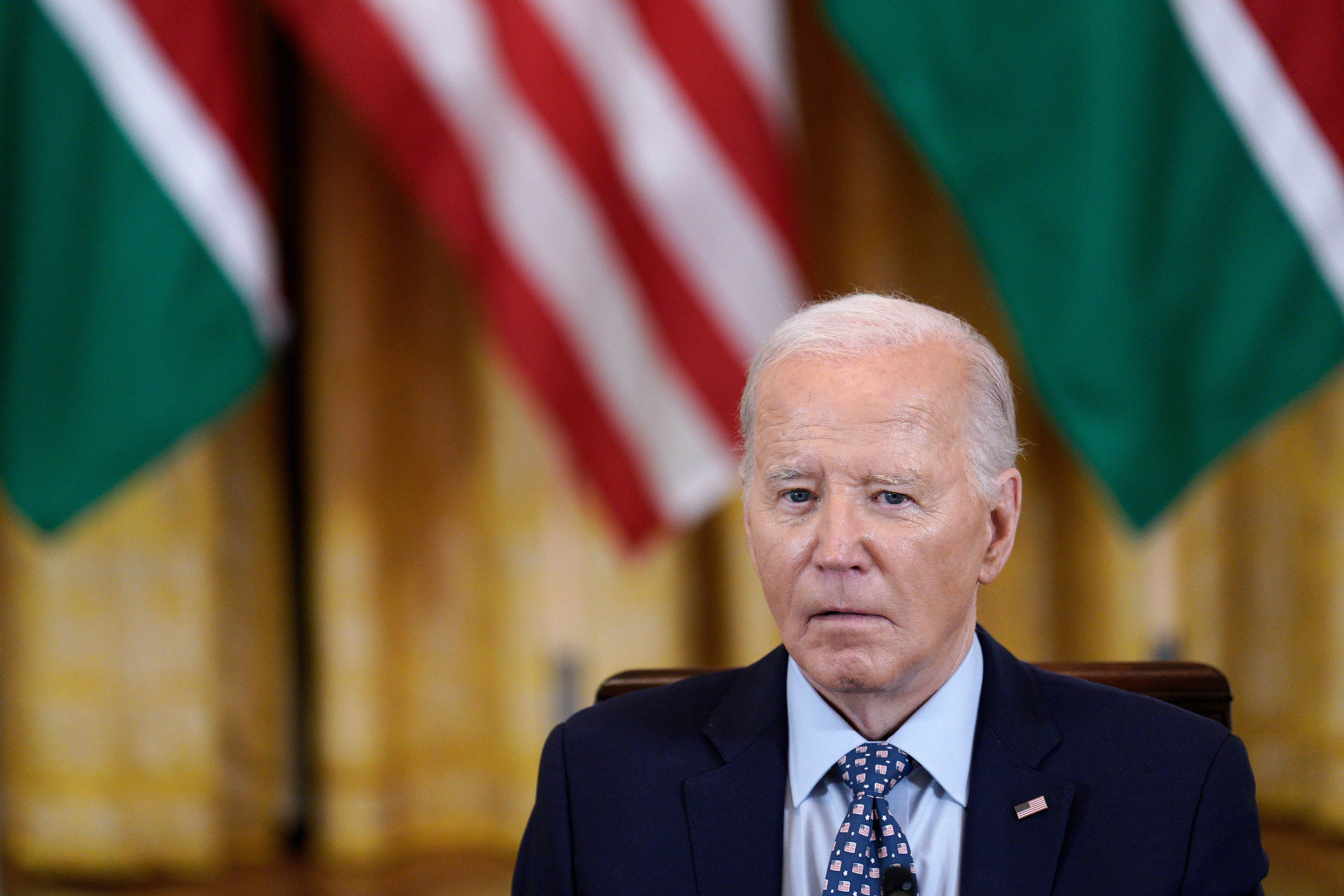 Washington (United States), 22/05/2024.- US President Joe Biden participate in an engagement with President William Ruto (not pictured) of Kenya and business leaders in the East Room at the White House in Washington, DC, USA, 22 May 2024. (Kenia) EFE/EPA/Yuri Gripas / POOL
