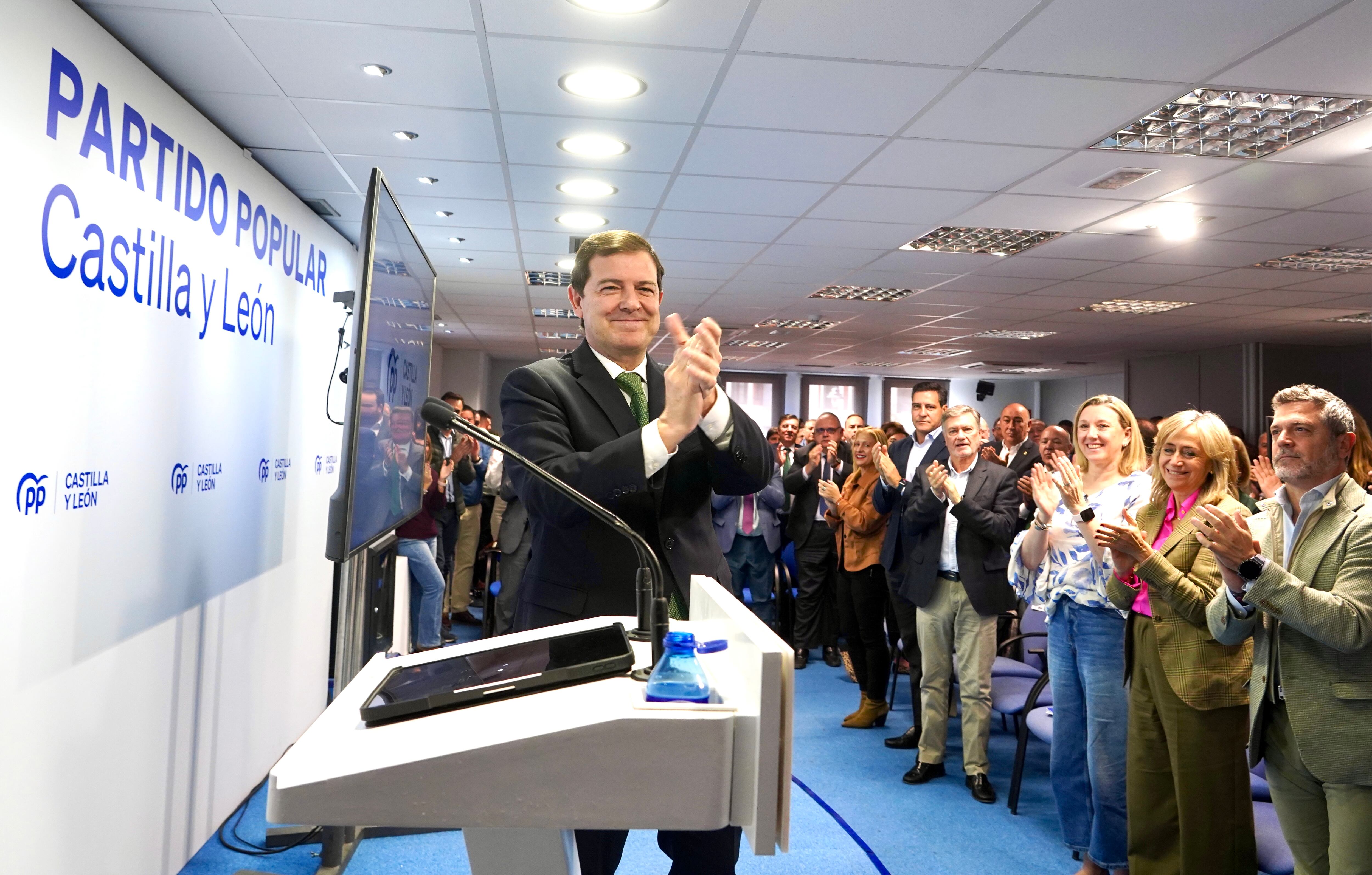 El presidente del Partido Popular de Castilla y León y presidente de la Junta, Alfonso Fernández Mañueco, clausura la Junta Directiva Autonómica