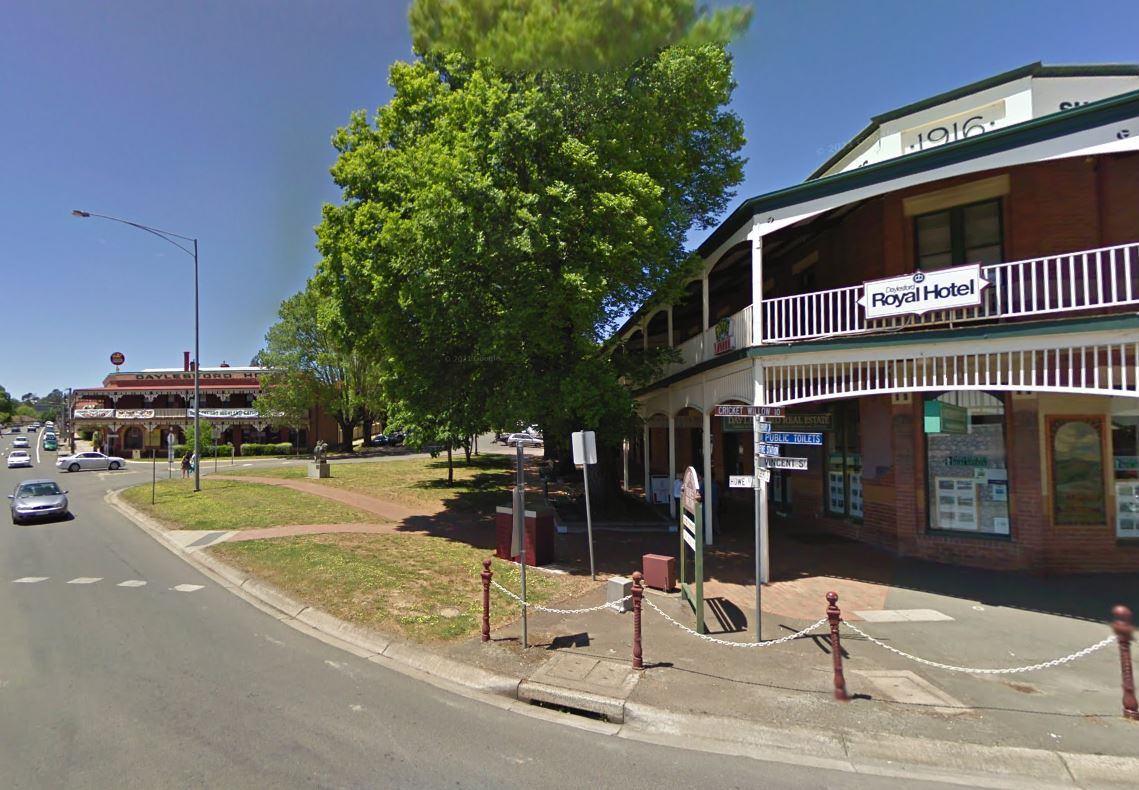 Lugar del accidente que mató a 5 personas, junto al Royal Hotel de Daylesford, cerca de Melbourne (Australia).